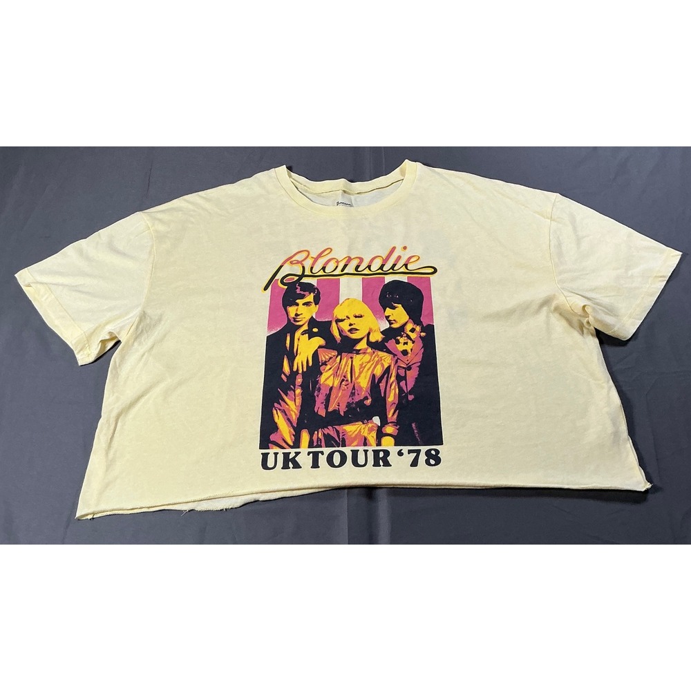 No Boundaries Blondie UK Tour 78 Boxy Crop Tee Yellow XL 16-18 NWT